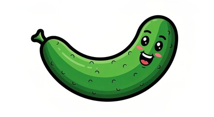 Joyful and Funny Fresh Cucumber with a Charming Smile Perfect for Fun Health Projects and More