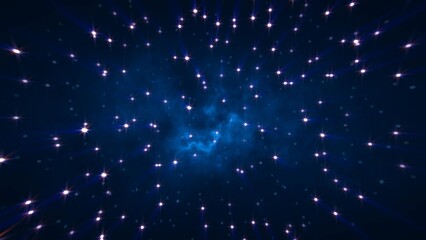 Abstract cosmic background of energetic bright glowing magical stars on a dark sky background © Bolbik