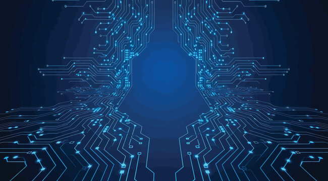 A blue circuit board with many small components