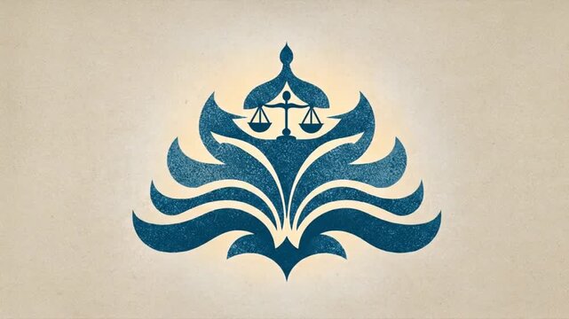 Elegant law symbol with scales of justice on decorative background