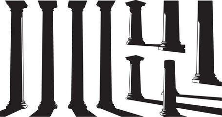 Fototapeta premium Black columns standing in a row on white background
