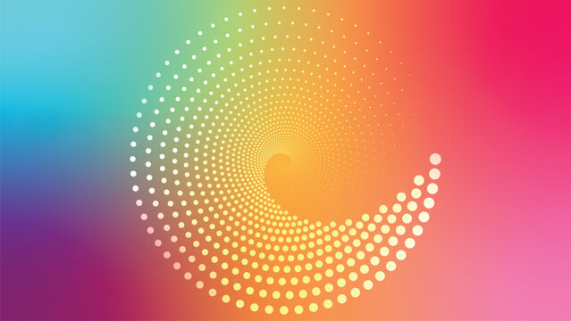 Gradient abstract spiral dotted particle for wave background