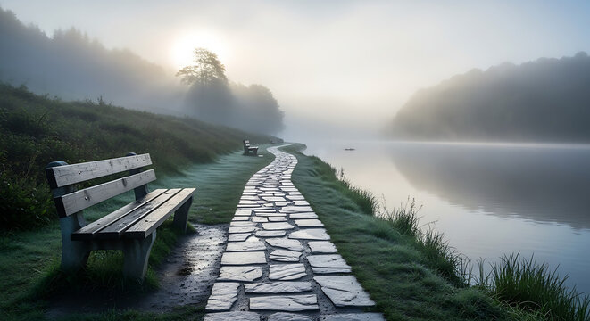 misty morning on the lake