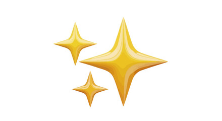 Obraz premium Sparkling golden stars illustration, a symbol of brilliance and success, on a clean white background for versatile design use