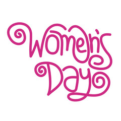 International Women's Day text with swirly decorative font