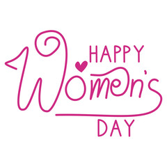 International Women's Day Icon. Celebrate Women's Day with pink typography and heart