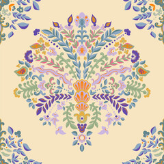 Warm Folk Floral Medallion