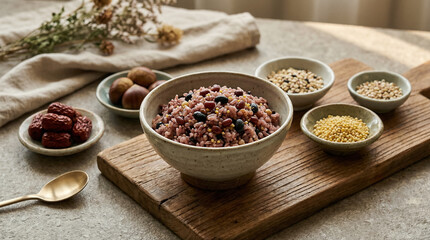 Ogokbap with Five Grain Ingredients Arrangement