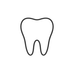 Obraz premium Tooth dental icon outline white health care medicine symbol clean hygiene dentistry molar simple isolated shape medical oral protection