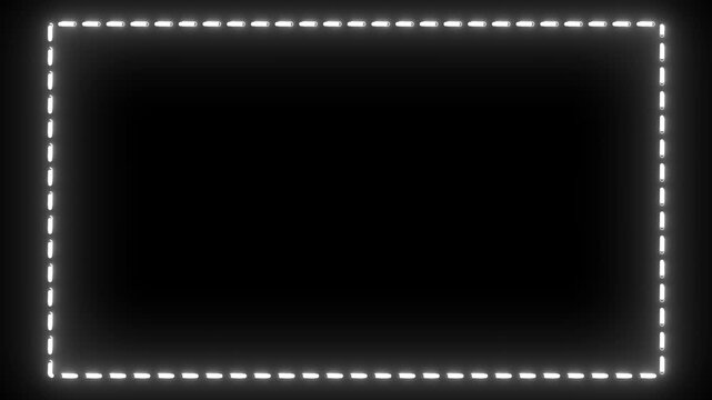 Glowing white dashed rectangle border on a black background frame square