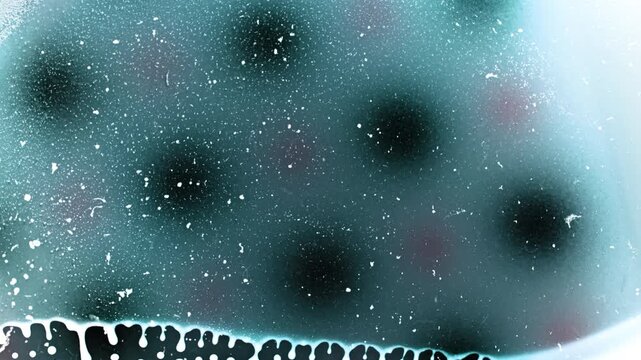 Colorful substances mix in a macro view, creating abstract patterns
