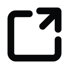 Vector graphic of a black square with an arrow pointing upwards and to the right