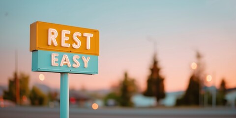 Obraz premium Relaxing Neon Sign at Sunset