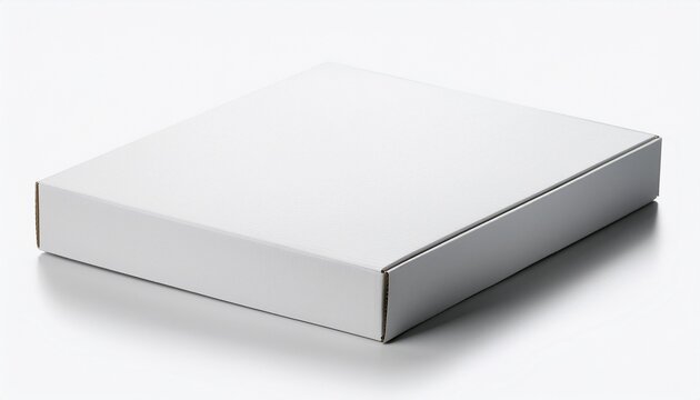 single isolated plain white cardboard flat shipping box mockup