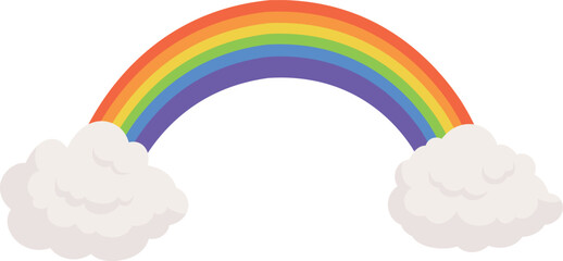 Naklejka premium Rainbow in clouds cartoon icon. Fairytale mythology symbol