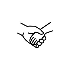 Obraz premium A minimalist black and white vector image featuring a larger hand gently holding a smaller hand, symbolizing mentorship, intergenerational support, and compassionate guidance