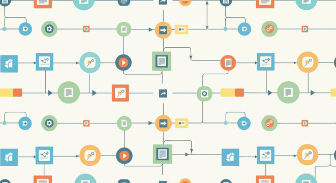 Abstract business workflow and process flowchart pattern illustration