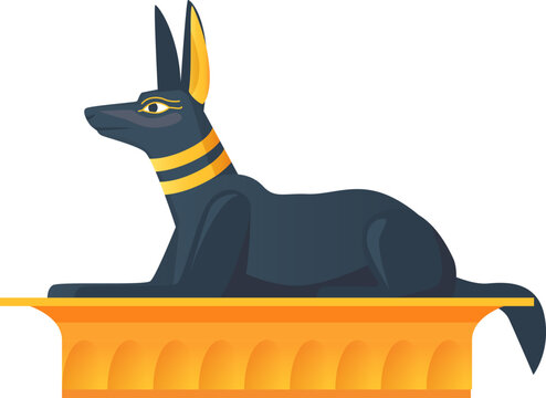 Black jackal statue. Ancient egyptian god landmark