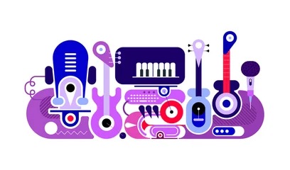 Gardinen Abstraktion Kunst Abstract Musical Instruments Flat Vector Concept Design  ©  danjazzia