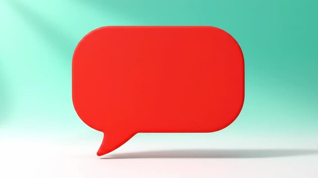 Red speech bubble on teal background