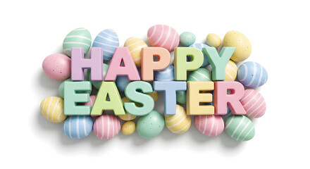 Tiramisu dessert with easter eggs isolated on transparent background