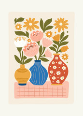Floral abstract elements. Botanical composition. Modern trendy Matisse minimal style. Floral poster, invite. Vector arrangements for greeting card or invitation design
