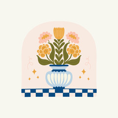Floral abstract elements. Botanical composition. Modern trendy Matisse minimal style. Floral poster, invite. Vector arrangements for greeting card or invitation design © KozyPlace