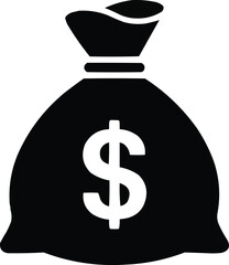 Money Bag Solid Icon Set  Finance, Wealth, and Cash Symbols