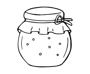 Hand Drawn Jam Jar Minimal Line Art Illustration for Food Kitchen Design © Liana