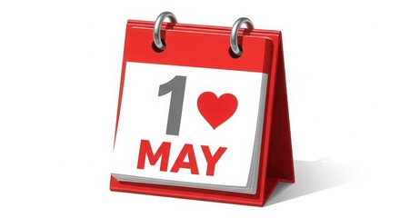 May 1st calendar with heart symbol