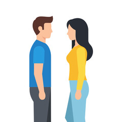 Obraz premium Man and Woman Standing Profile View