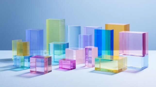 Translucent Color Acrylic Shapes in Minimal Composition