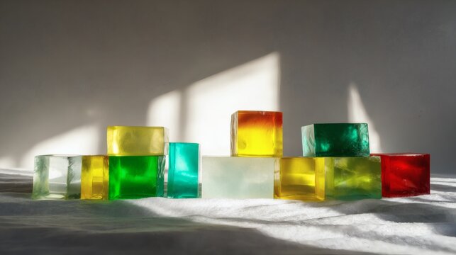 Translucent Color Acrylic Shapes in Minimal Composition