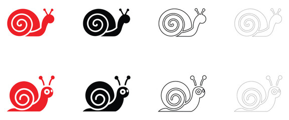 snail icon vector set, snail icon symbol vector, silhouette and line art illustration © GraphicsHub
