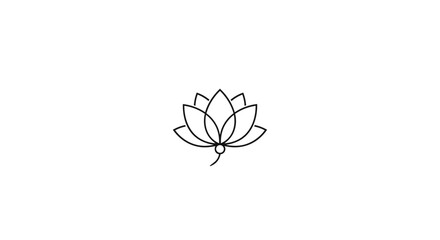 Simple Lotus Flower Line Drawing.
