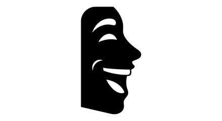 Theater Mask Silhouette Profile View.