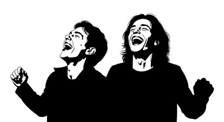 Two Men Laughing and Smiling Together.