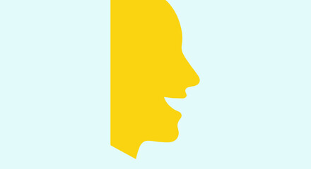 Yellow Silhouette of Human Head.