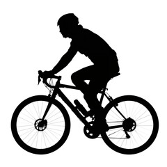 Obraz premium Cyclist Riding on a Mountain Bike in a Silhouette Style at Sunset