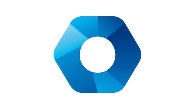 Abstract blue hexagonal geometric shape with inner circle design