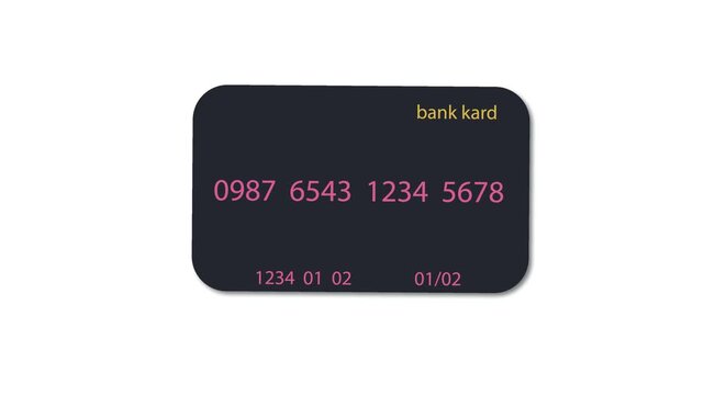 A sample of a credit or bank card rotates or moves on the screen.