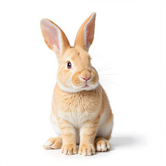 Obraz premium Cute bunny sitting on white background looking curious 