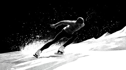 silhouette of a young man figure skater vector illlustration winter sports © AI PIC