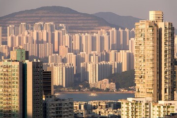 High density residential towers with mountains in Hong Kong © Thomas