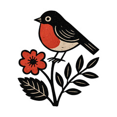Fototapeta premium PNG Charming bird perched on flower.