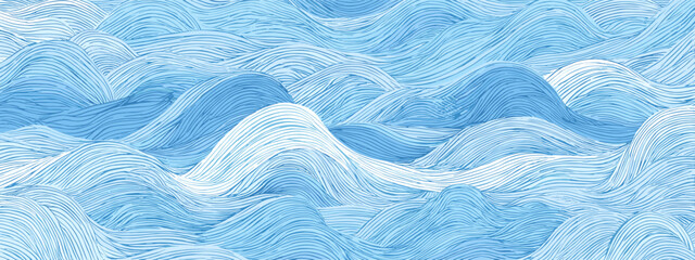 blue waves texture vector illustration japanese style illustration od sea , ocean , water  © AI PIC
