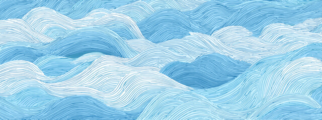 blue waves texture vector illustration japanese style illustration od sea , ocean , water  © AI PIC