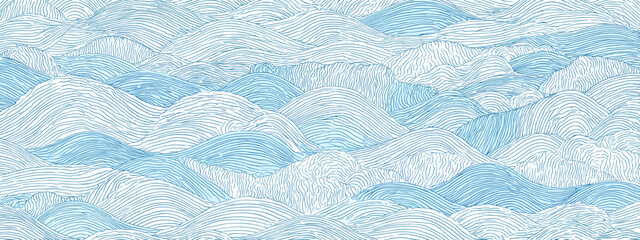 blue waves texture vector illustration japanese style illustration od sea , ocean , water  © AI PIC