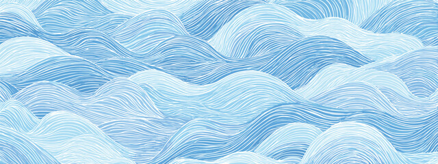 blue waves texture vector illustration japanese style illustration od sea , ocean , water  © AI PIC