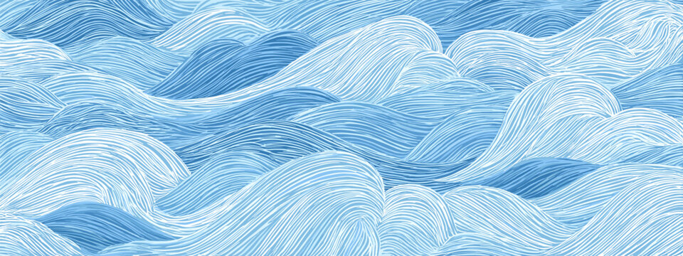 blue waves texture vector illustration japanese style illustration od sea , ocean , water 